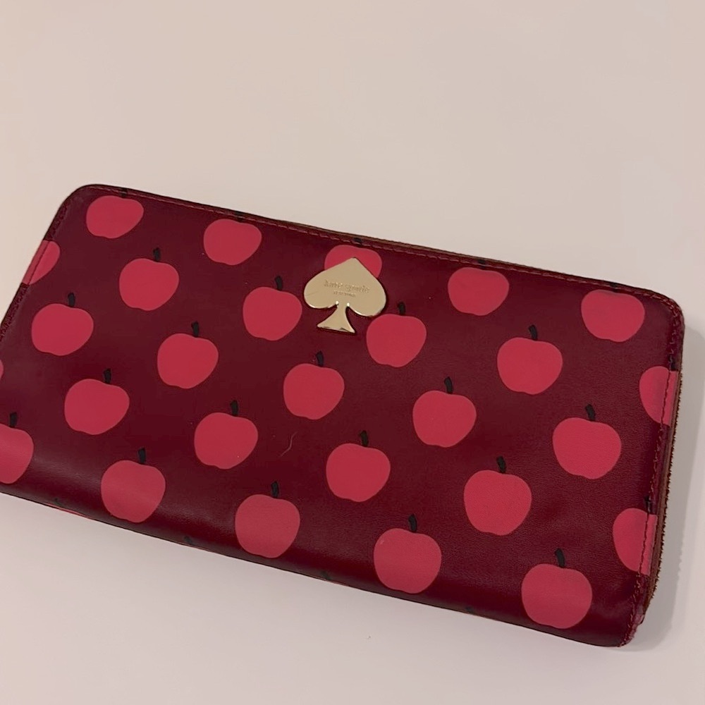 Kate Spade Flatiron Lacey Apple Zip Around Nylon Wallet